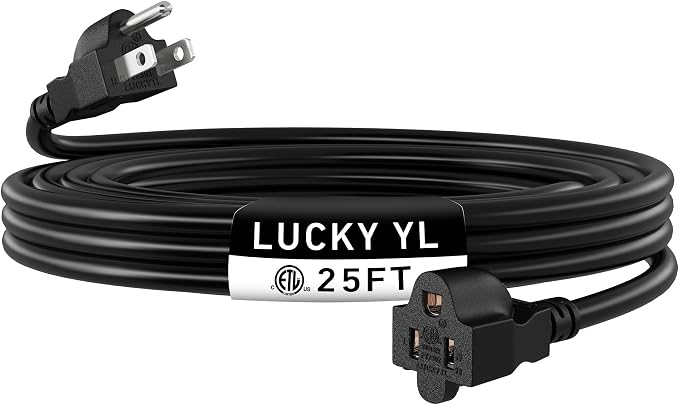 LUCKY TL Indoor Outdoor Extension Cord, 14/3 Gauge Black Long Extension Cord by LUCKYTL
