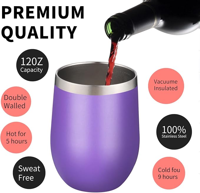 12oz/4 Pack Wine Tumbler Glasses - Image 3