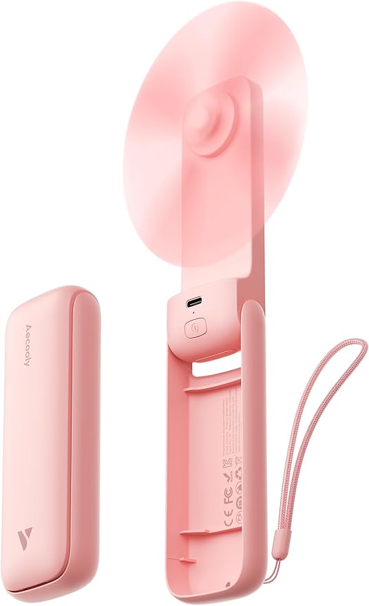 Aecooly Slim Portable Fan 2-Pack, Thin Handheld Fan, USB Rechargeable Mini by Aecooly