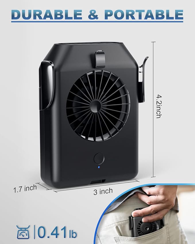 Stsase Portable Fan 10000mAh Rechargeable, Mini Waist Fan - Image 4