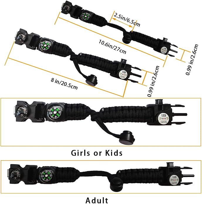 Survival Paracord Bracelet, Fire Starter, Waterproof SOS Light, Adjustable AK87 - Image 5