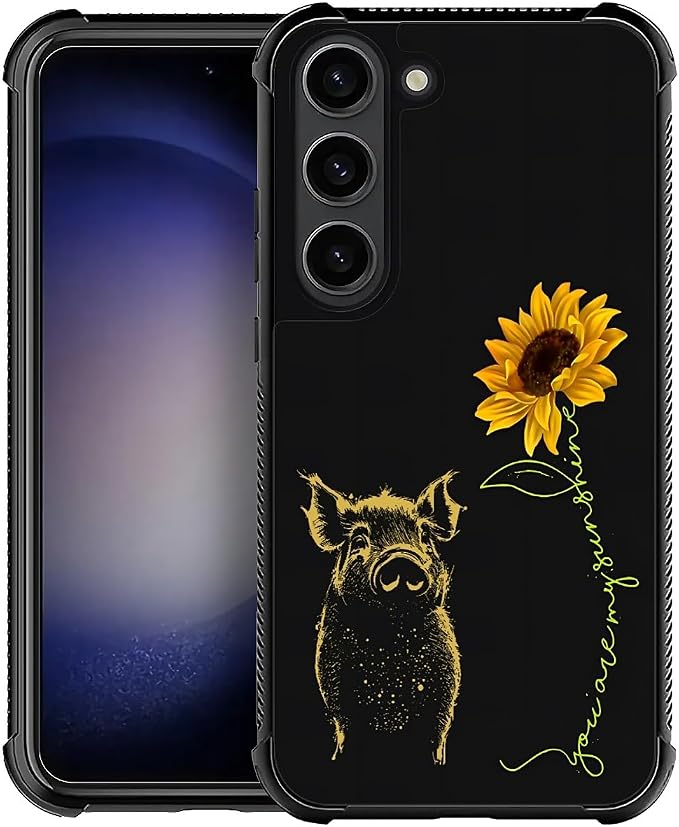 for Samsung Galaxy S23 Case, Pig Sunflower Yellow Sunshine Pattern Graphic by FKBRCL4U