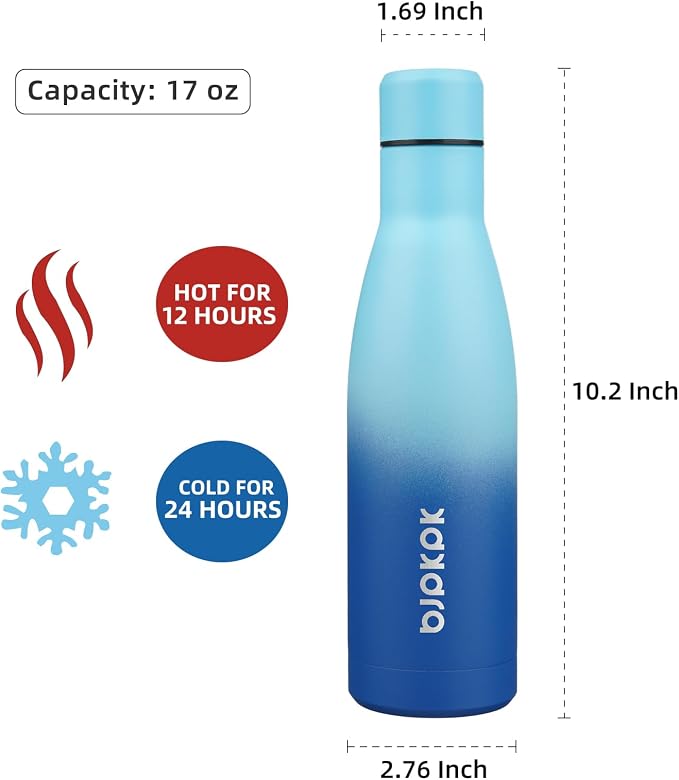 BJPKPK 17oz Insulated Water Bottles Stainless Steel Sports Water Bottles Keep - Image 2