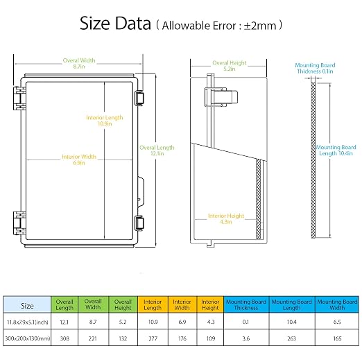 LeMotech Electrical Box, IP67 Waterproof Hinged Cover Stainless Steel Latch - Image 2