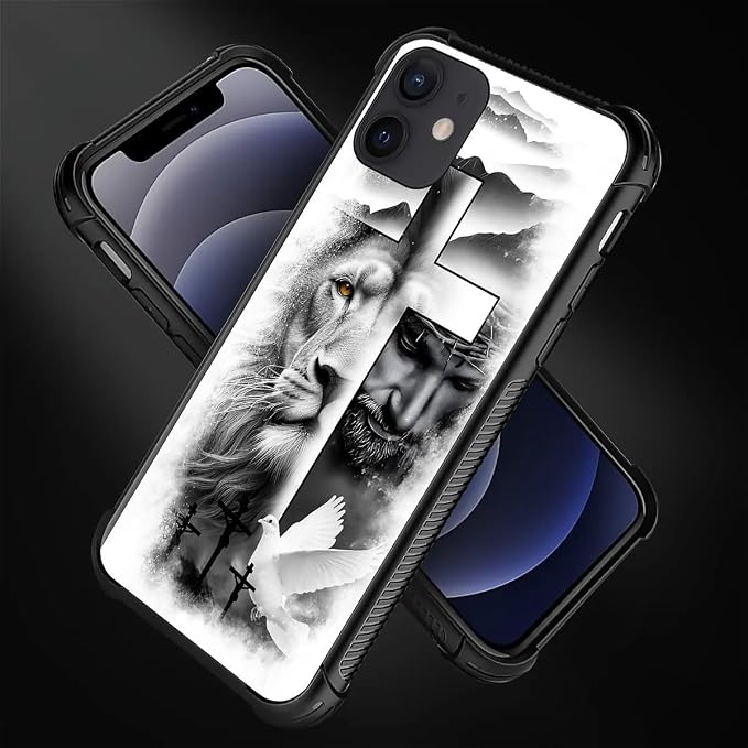 for iPhone 11 Case, Lion Cross Jesus Christ Dove Pattern Graphic Design Girl - Image 3