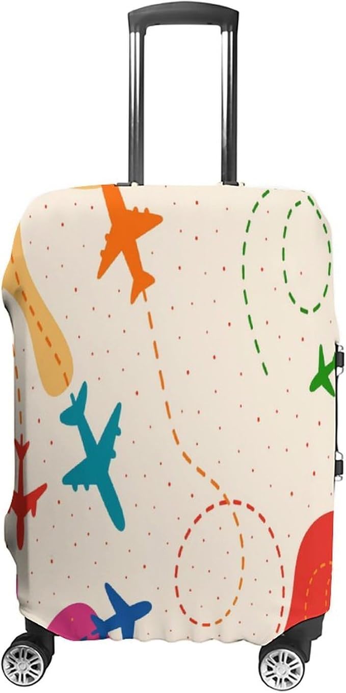 Colorful Airplane Stretch Luggage Cover, Washable Suitcase Protector Fits by Unknown