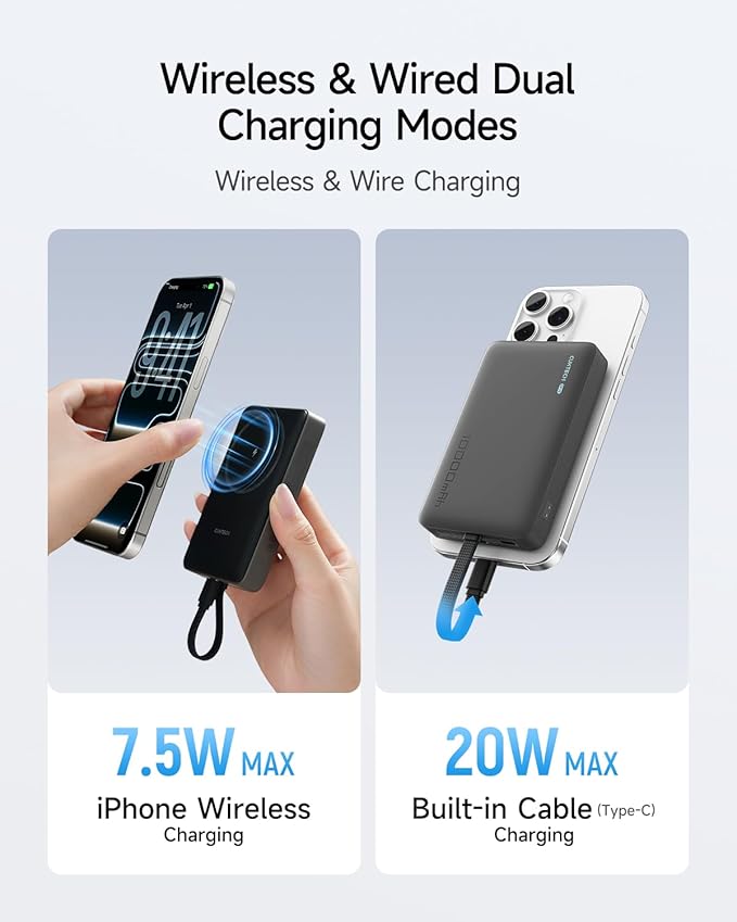 CUKTECH Magnetic Power Bank, 10000mAh Portable Charger, 20W Fast Charging & - Image 2