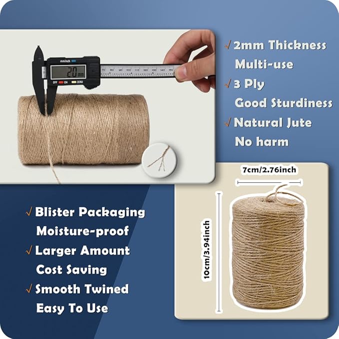 PerkHomy Natural Jute Twine 600 Feet Long Twine String - Image 2