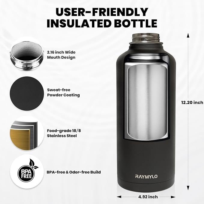 RAYMYLO Insulated Water Bottle 87 oz, Triple Wall Vacuum Stainless Steel - Image 5