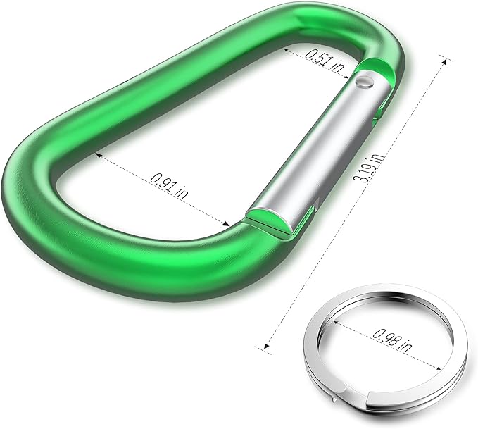 sprookber 3" Aluminum Carabiner D Ring, Caribeener Clips, Spring Snap Hook - Image 2