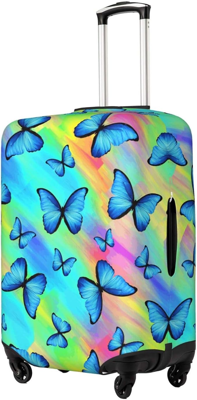 Butterfly Print Elastic Luggage Cover, Colorful Rainbow Suitcase Protector - Image 2