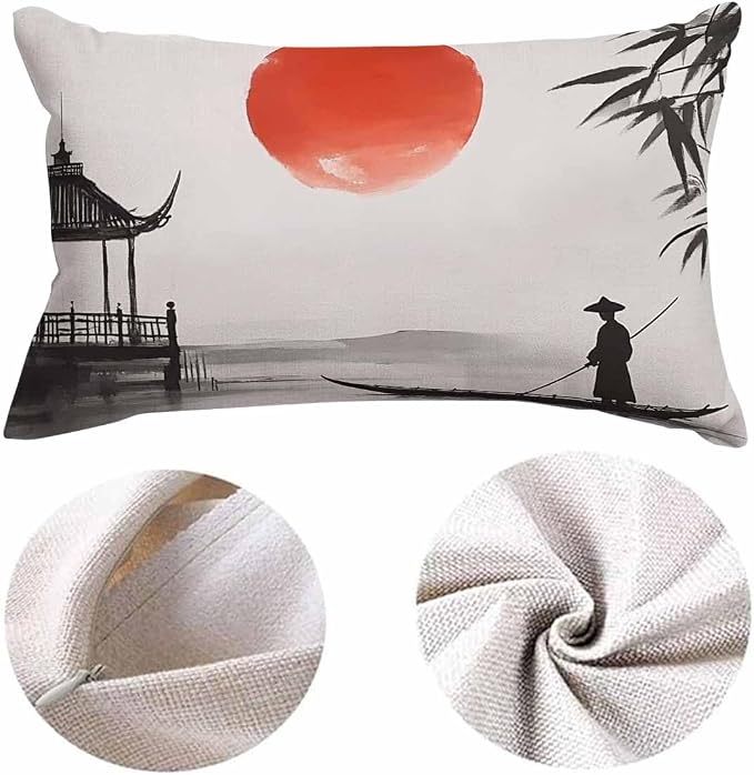 EKOBLA Throw Pillow Case 12x20 Inch Japan Traditional Japanese Painting Man - Image 5