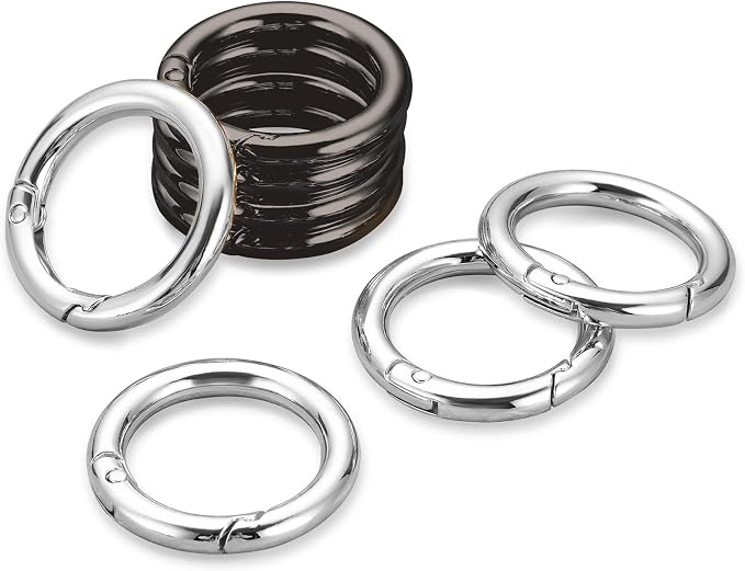 Gkeygo Key Ring Clip, 4/5 Inch Keychain Rings, 8 Pack Round Carabiner Clip by Gkeygo