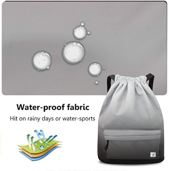 Waterproof Drawstring Bag, Gym Bag Sackpack Sports Beach Backpack - Image 4