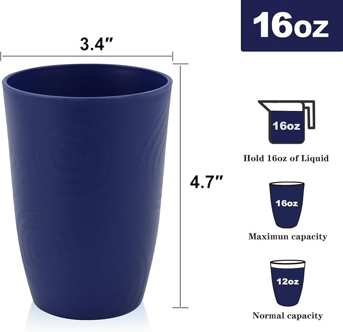 Homienly Wheat Straw Cups 16oz, Unbreakable Cups-6 PCS Freezer and Dishwasher - Image 2