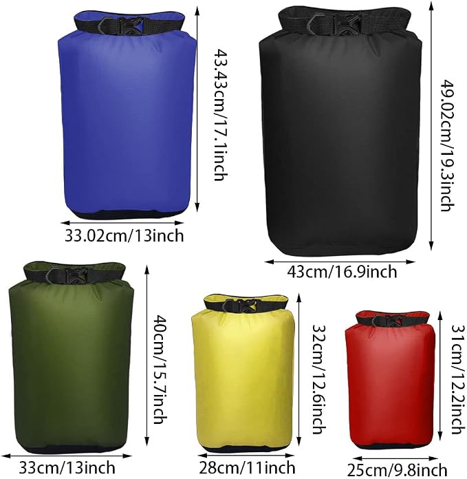 Pimoys 5 Pack Waterproof Dry Sacks, Lightweight Outdoor Dry Bags 20L /12L / - Image 3