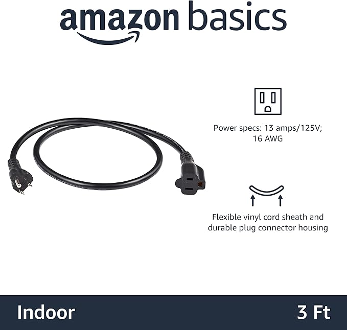 Amazon Basics Extension Cord, 3 Prong Outlet Extender, Indoor Power Extension - Image 2