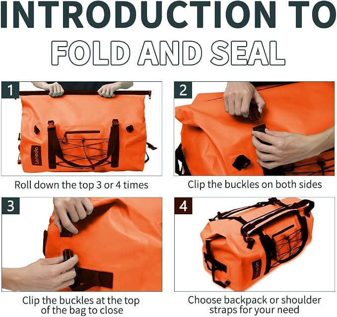 80L Dry Bag Large Waterproof Bag Roll-Top Heavy Duty Fishing Duffel Bag - Image 5