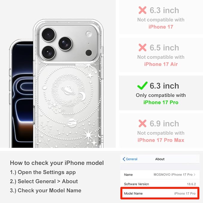 MOSNOVO for iPhone 17 Pro Case | Military Grade 6.6ft Drop Tested | Camera - Image 2
