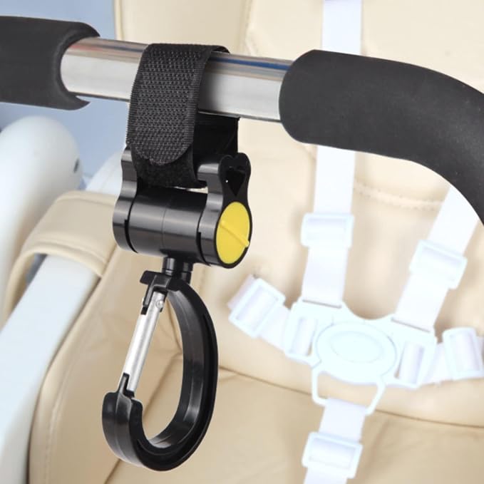 2 Pcs Walker Hook Hanging Multipurpose 360° Rotation Stroller Clip Diaper Bag - Image 6