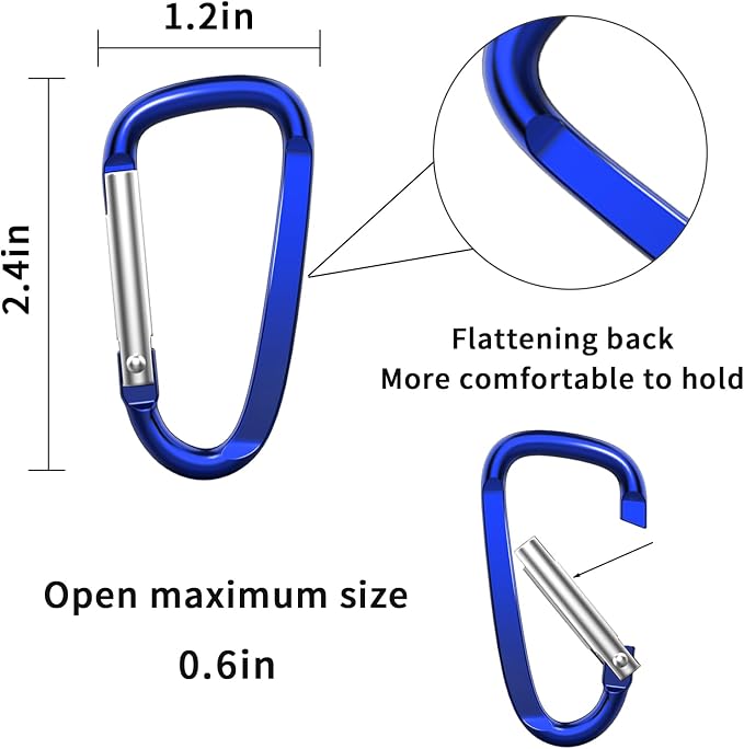 2.4" 24pcs Small Carabiner Clip Keychain, Aluminum D Ring Shape Clips - Image 5