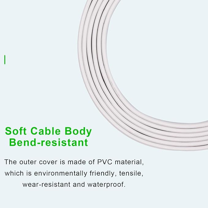 2 Prong Extension Cord, Safe for Home, Dorm Use White Extension Cord - Image 6