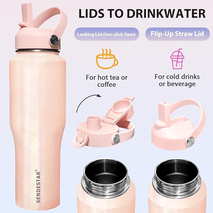 SENDESTAR Water Bottle, Wide Mouth Stainless Steel Vacuum Insulated Double Wall - Image 5