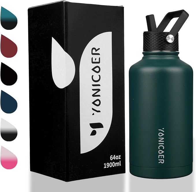 Insulated Water Bottle 64oz, Triple Wall Vacuum Stainless Steel, Leak Proof & - Image 7