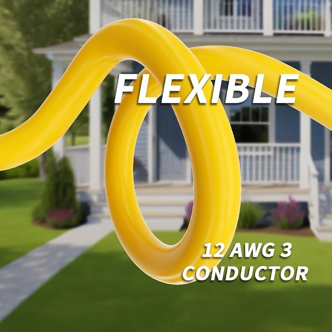 PlugSaf 50ft 12/3 Gauge Outdoor Extension Cord Waterproof - Image 4