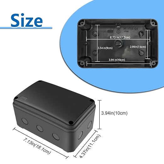 Nineleaf Black Waterproof Outdoor Electrical Box, 1PK Plastic Junction Box - Image 7