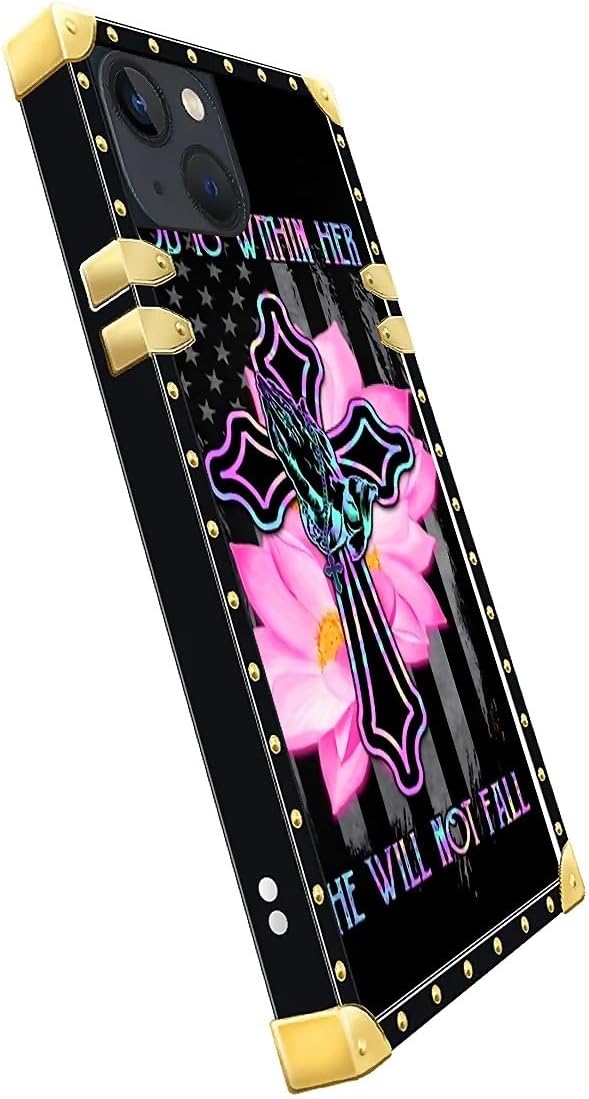 Compatible with iPhone 14 Case, Praying Cross Hands Luxury Golden Decoration - Image 4