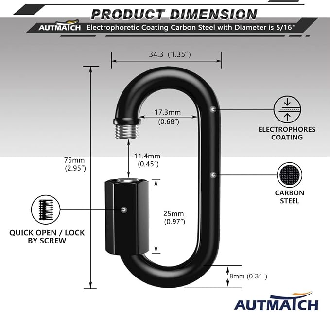 AUTMATCH Carabiner Clips, 4 Pack - Image 4