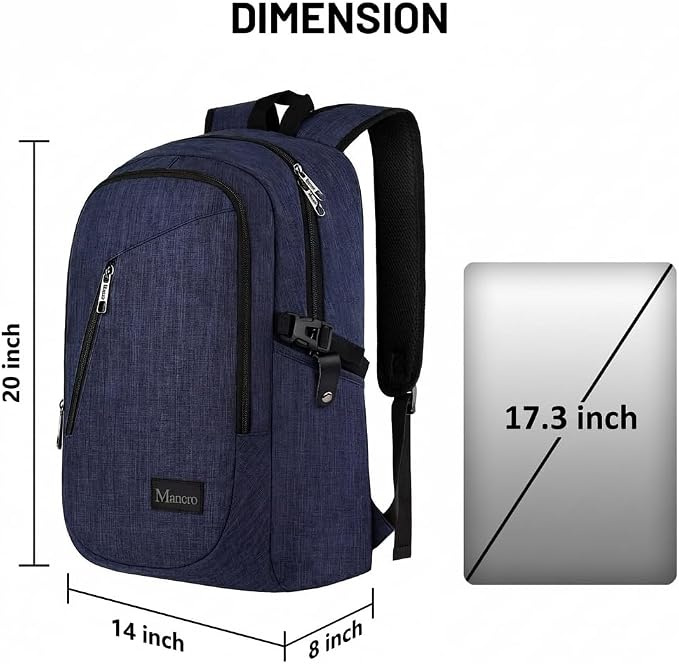 Mancro 17.3 in Business Laptop Backpack - Image 4
