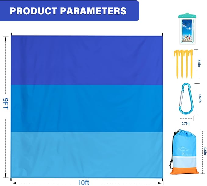 Famstar Beach Blanket Oversized Extra Large 10'X 9', Waterproof Sandproof Beach - Image 7