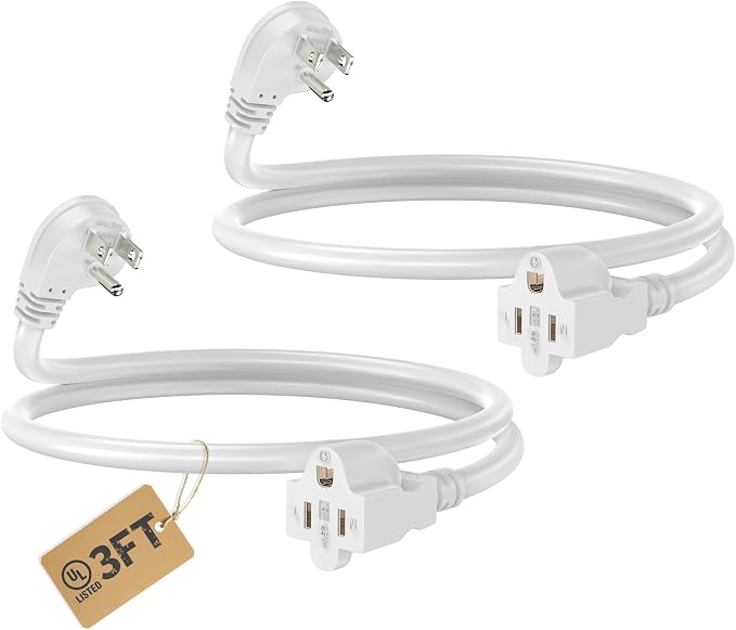 LUCKY TL 2 Pack Indoor Outdoor Extension Cord, 16/3 Gauge White Short Extension by LUCKYTL