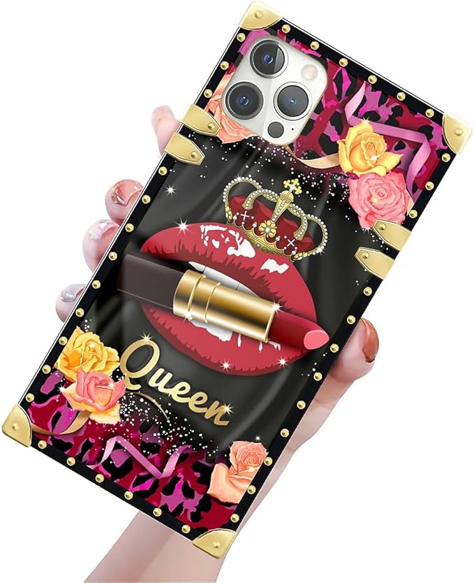 Compatible with iPhone 12 Pro Max Case, Queen Lip Crown Leopard Print Luxury - Image 3