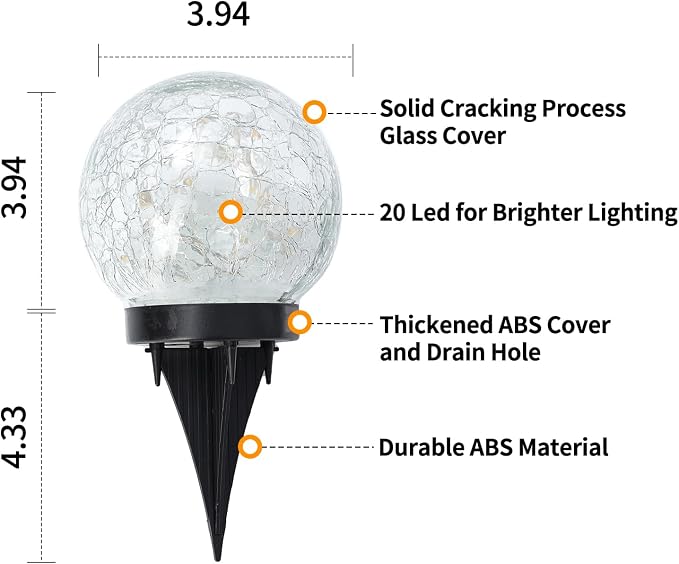 JKIMK Solar Globe Lights Outdoor Waterproof-Solar Balls - Image 3