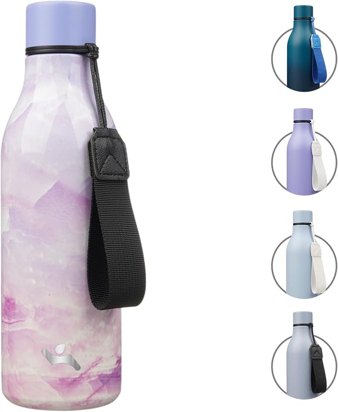 Insulated Water Bottle with Strap, 18 oz Double Wall Stainless Steel Vacuum by Konokyo