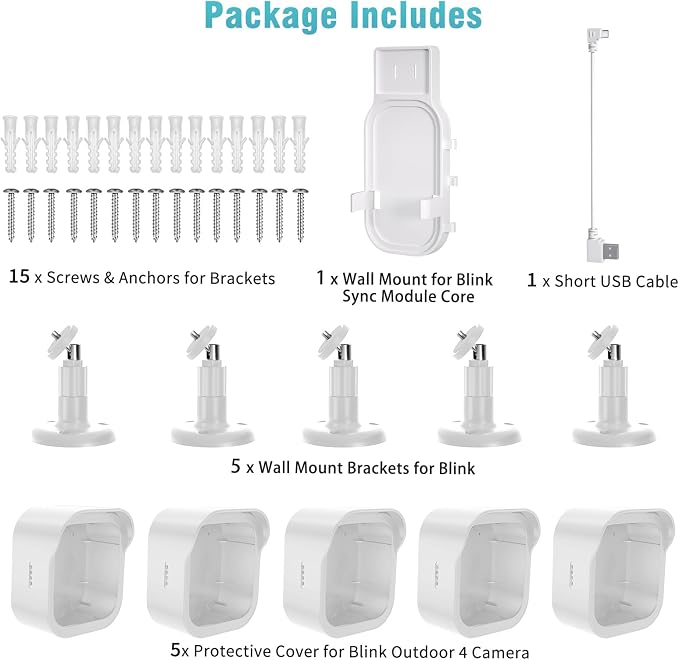 Wall Mount for Blink Outdoor Cameras, 5 Pack Weatherproof Housing, 360 Degrees - Image 8