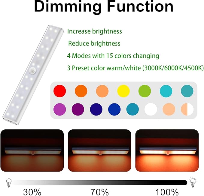 Diomart 48 LED Under Cabinet Lighting Wireless, 15 Colors Changeable - Image 6