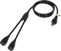 2 Way Power Cord Splitter Cable 15 Ft-3 Prong 1 to 2 Extension Cord-Outlet by Elecan
