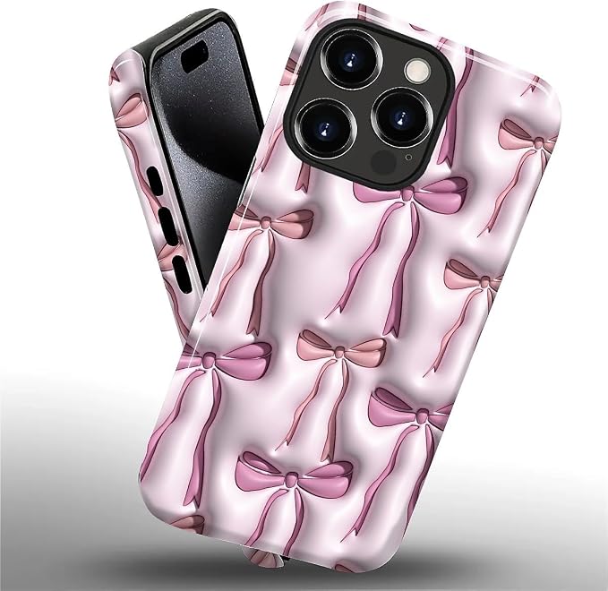 for iPhone 15 Pro Case, HL2 Abstract Ribbons Bows Hybrid 2 Layer Hard Shell - Image 2