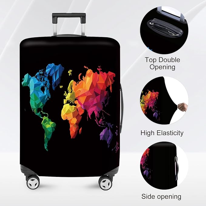 ANNA QUEEN Geometric World Map Travel Luggage Cover -Stretchable Airplane - Image 2