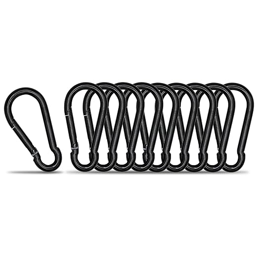 Small Carabiner Clip Hook, 1.97 inch 10 pcs Black Heavy Duty Spring Snap Hook by KINLINK
