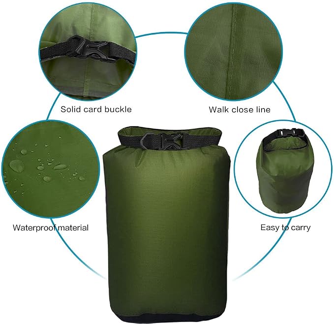 Pimoys 5 Pack Waterproof Dry Sacks, Lightweight Outdoor Dry Bags 20L /12L / - Image 2