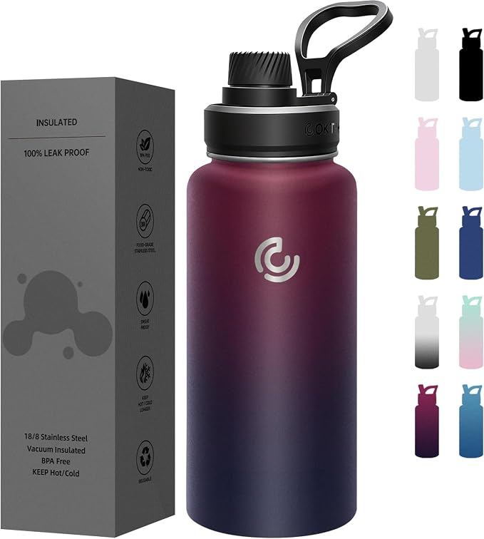 Sports Water Bottle 32oz, Insulated Water Bottle by coktik