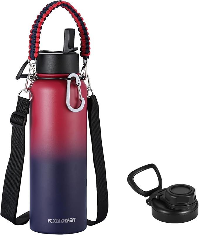 KXIAOCHEN Insulated Water Bottle, Stainless Steel Water Bottle, 2 Lids by KXIAOCHEN