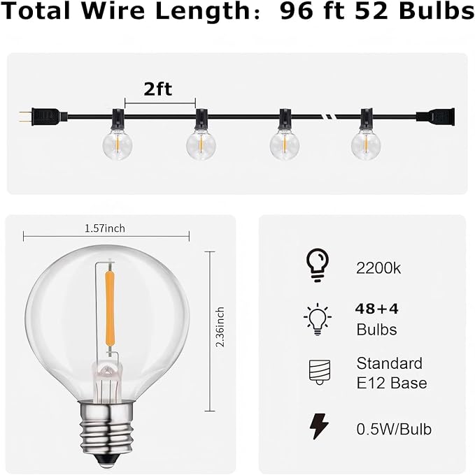 HISTAR 96FT LED Outdoor String Lights - Image 3