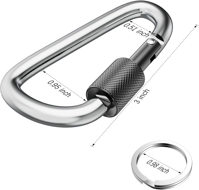 sprookber 3" Locking Carabiners | Keychain Carbineers D Ring Key Clip Spring - Image 2