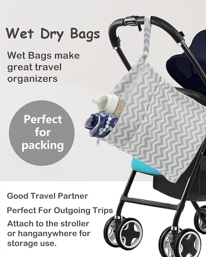 ALVABABY 2pcs Cloth Diaper Wet Dry Bags Waterproof Reusable - Image 5